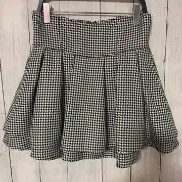 미셸 마카롱 슬림 레그 스커트 하운드투스 체크 패턴 S