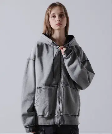 [ CLEL ] 헤비웨이트 로고 자수 풀 집업 후드티