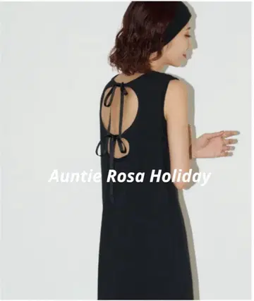 안티로자 홀리데이 더블 리본 백 오픈 내로우 원피스 블랙 S