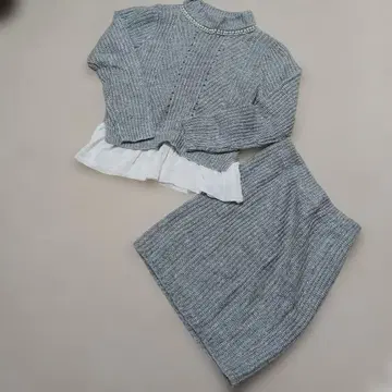 그레이 니트 셋업 하이넥