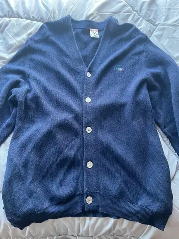 네이비 V넥 버튼 가디건