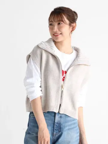 야마다야 스콧 클럽 Vin 더블 지퍼 믹스 컬러 니트 베스트