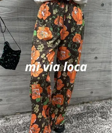 [ 미사용 새상품 ] 미비아로카 모듬 패턴 이지 팬츠 올 패턴 브라운 F