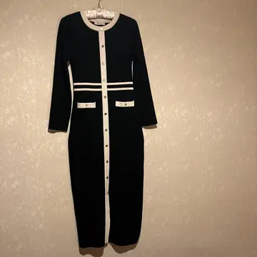 Andemiu 안데뮤 원피스 배색 니트 바이컬러 블랙