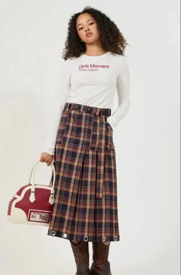 TINA:JOJUN 미니 기장 체크 플리츠 스커트