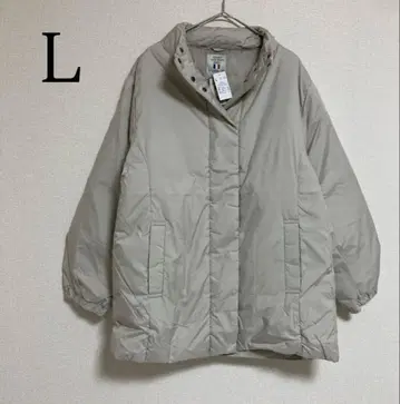 프렌치 덕 다운 자켓 L 아이보리 미들 기장 다운 코트 발수