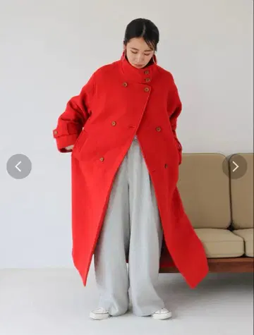 ungrid 스탠드 카라 루즈 코트 레드 M 사이즈