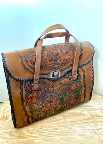 빈티지 엠보 가죽 백 구제 의류 빈티지 천연 가죽