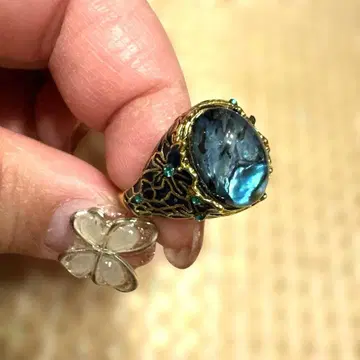 빈티지 파란색 스톤 반지