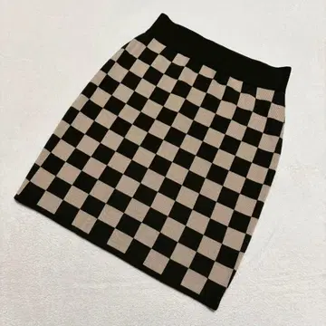 스콧 클럽 체커 패턴 니트 타이트 스커트 울 혼방 캐주얼 9