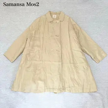 사만사 모스모스 면린넨 더블 버튼 코트(F) A라인 루즈핏 내추럴 귀여운