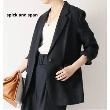 새상품급 스픽앤스팬 린넨 스트레치 테일러드 자켓 네이비 S