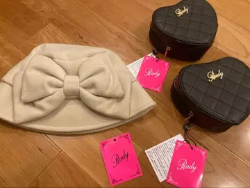 Rady 리본 버킷햇 퀼팅 하트 파우치 세트