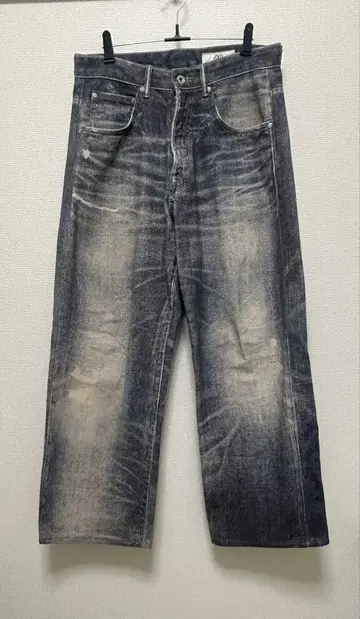 ZARA 워시드 가공 프린트 배기 핏 청바지