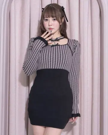 pium 비쥬 초커 니트 원피스