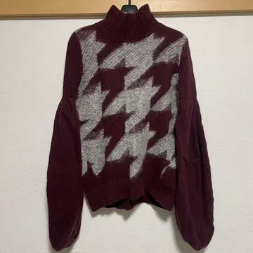 STUDIOUS 스테이디오스 빅 하운드투스 체크 풀오버 니트 터틀넥