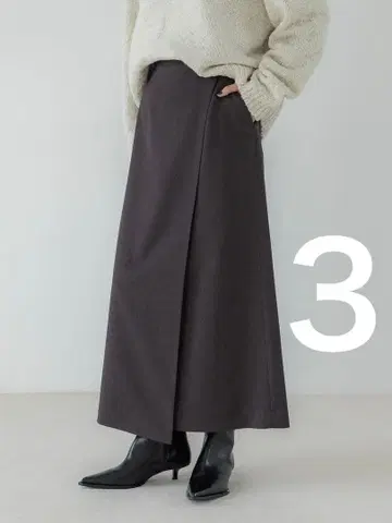 crewre 울 라이크라 랩 롱 스커트 브라운 3