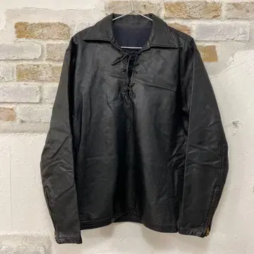 새상품급 양가죽 레이스업 풀오버 블랙 가죽 자켓 XL