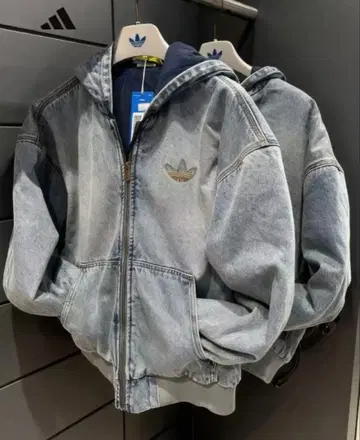 일본 미입고! adidas 후드 부착 데님 자켓 인기 M