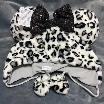 디즈니 미니 팬캡 레오파드 무늬 화이트