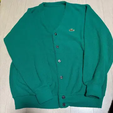 80s90s USA제 Lacoste 터콰이즈 아크릴 가디건 라코스테