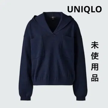 미사용 UNIQLO C 릴랙스 후디드 스웨터 L 네이비