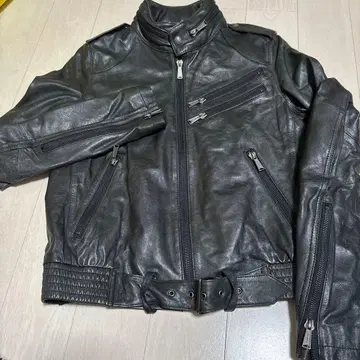 moussy 양가죽 천연 가죽 라이더 자켓 후드 부착 블랙 사이즈 2