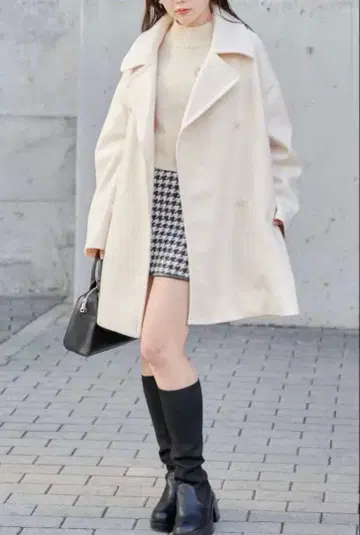 Chico 택 포함 새상품 스탠드 카라 코트 아이보리