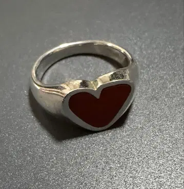PREEK 러프 하트 스톤 반지 실버/레드