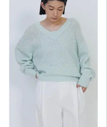 [새상품급] 스파클 메쉬 V넥 니트 풀오버