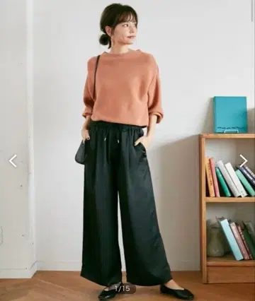 ANY [세탁 가능] 빈티지 새틴 와이드 팬츠