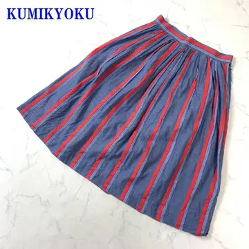 쿠미교쿠 스커트 블루 레드 코튼 100% 2 C2950