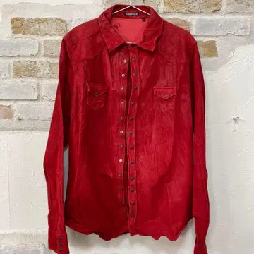 레어 새상품급 돈피 NUMERODUE 레드 버튼업 셔츠 L