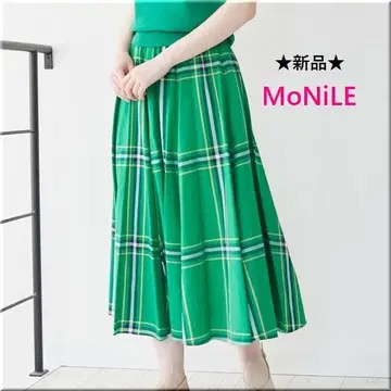[새상품] MoNiLE SCOTCLUB 플레어 스커트 그린 체크 무늬