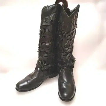 빈티지 웨스턴 부츠 천연 가죽 블랙 37 사이즈 ( 약 24cm )