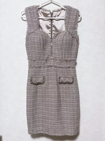 an 트위드 프린지 드레스 S 사이즈