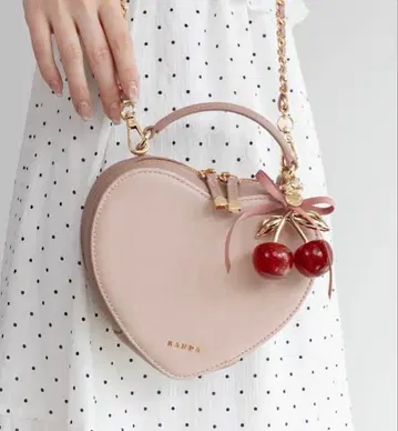 RANDA 2WAY 체리 프린트 하트 백 핑크
