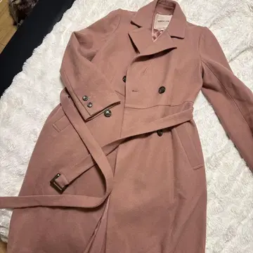 핑크 더블 브레스트 롱 코트 42