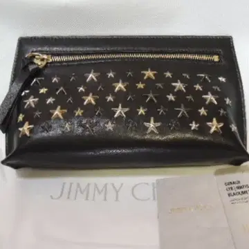 새상품 JIMMY CHOO 세컨드 백 클러치 파우치 블랙 스터드