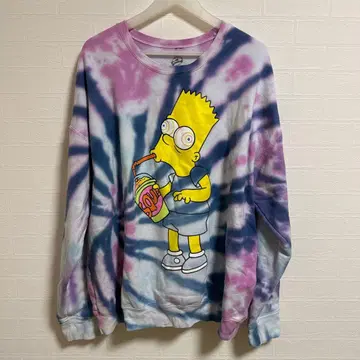 심슨 캐릭터 맨투맨 타이다이 패턴 US 구제 의류 멕시코제