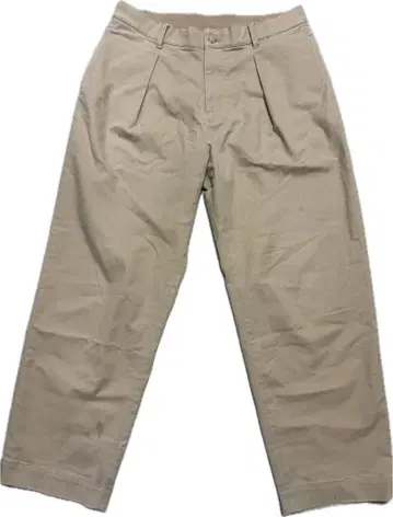 베이지 치노 팬츠 와이드 팬츠 플리츠 포함