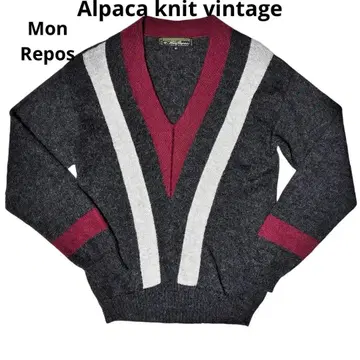 Mon Repos 빈티지 V넥 알파카 니트 페루제 새상품급