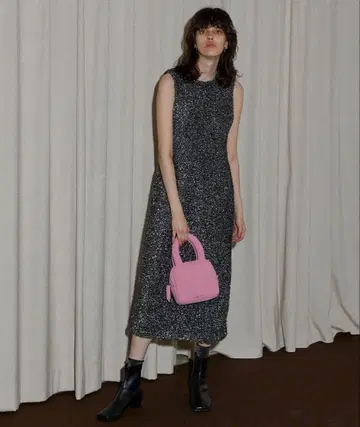 백 오픈 라메 니트 원피스