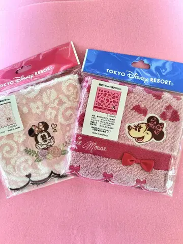 디즈니 미니 미니 타월 2장 세트 레오파드 무늬 꽃 패턴