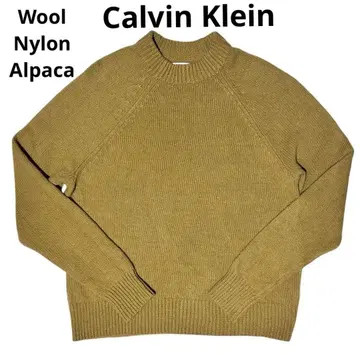 캘빈클라인 모크넥 니트 울 알파카 혼방 미기모 머스타드 새상품급
