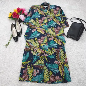 H7*노마 카마리 올 패턴 셋업 블라우스 셔츠 원피스 네이비