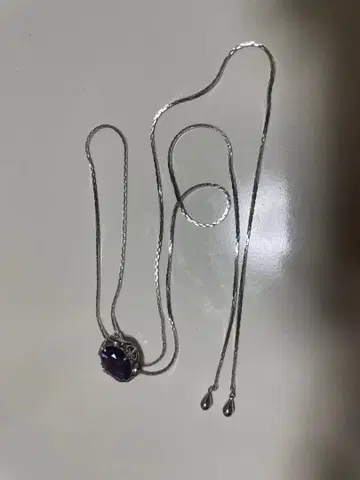 보라색 스톤 실버 목걸이