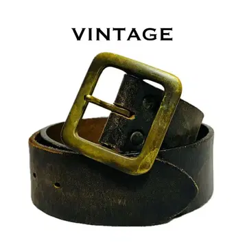빈티지 가죽 벨트 와이드 폭넓은 다크 브라운 골드 버클
