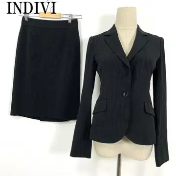 LA3980 인디비 스트라이프 스커트 셋업 블랙 2