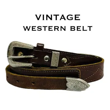 빈티지 가죽 벨트 웨스턴 레인저 벨트 브라운